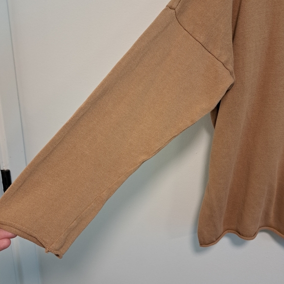 It Is Well LA Boxy Sweater Tan Lightweight Oversized Rolled Neck Size M - Picture 5 of 11